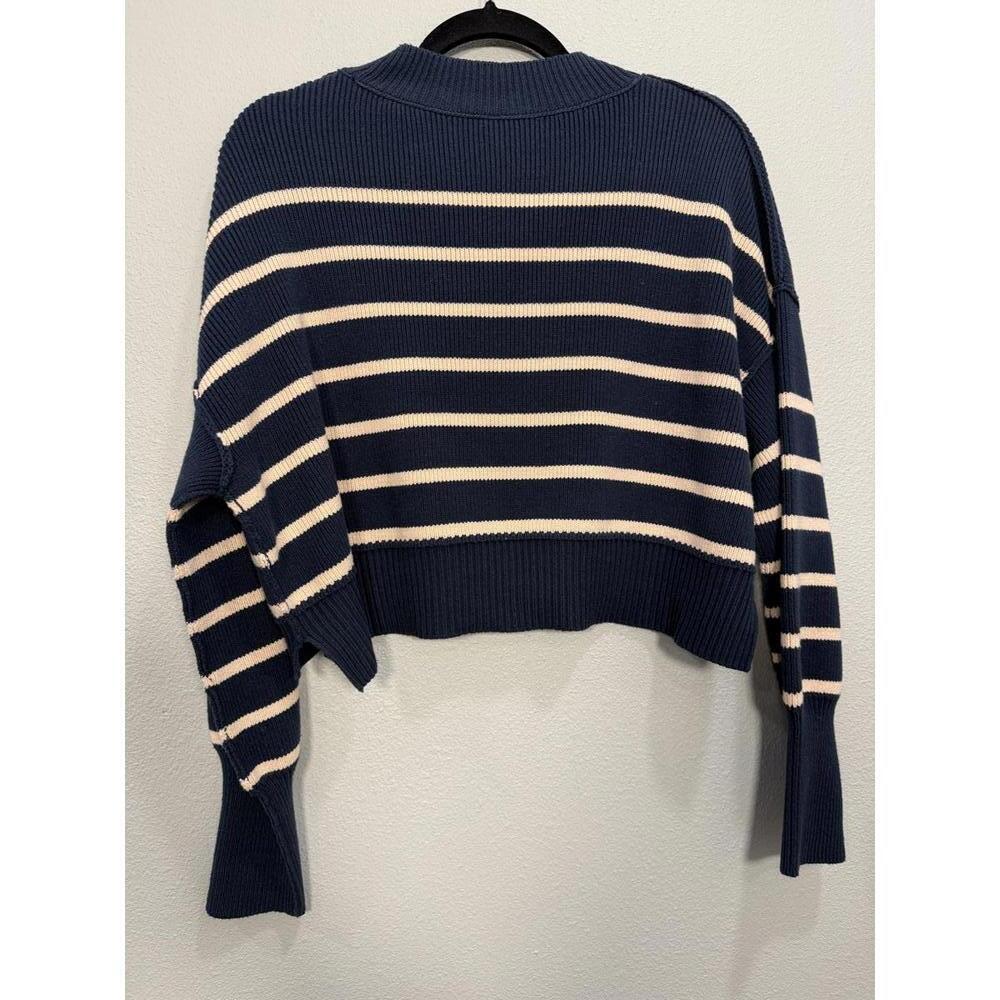 Free People Easy Street Crop Striped Pullover Sweater, Women's XS, Navy Blue - Picture 5 of 7